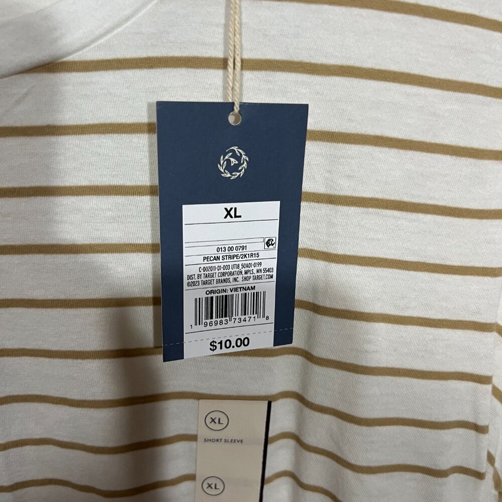 NWT Universal Thread Pecan Striped Cap Sleeve Tee - Size XLarge - Picture 2 of 4